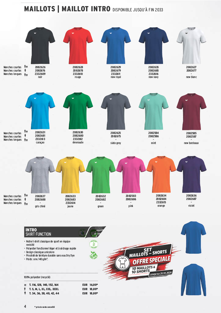 ACTION SET MAILLOTS - SHORTS 2026 ERIMA